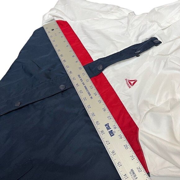 Reebok Windbreaker Logo Red‎ White Blue Hoodie Snap Button Women’s XL - Picture 4 of 13